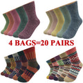 5 Pairs/Lot Wool Socks Women Winter Japanese Harajuku  Bohemian Cashmere Warm Colorful Socks Ladies Girl Christmas Gift 5 Styles-belleandkai.com