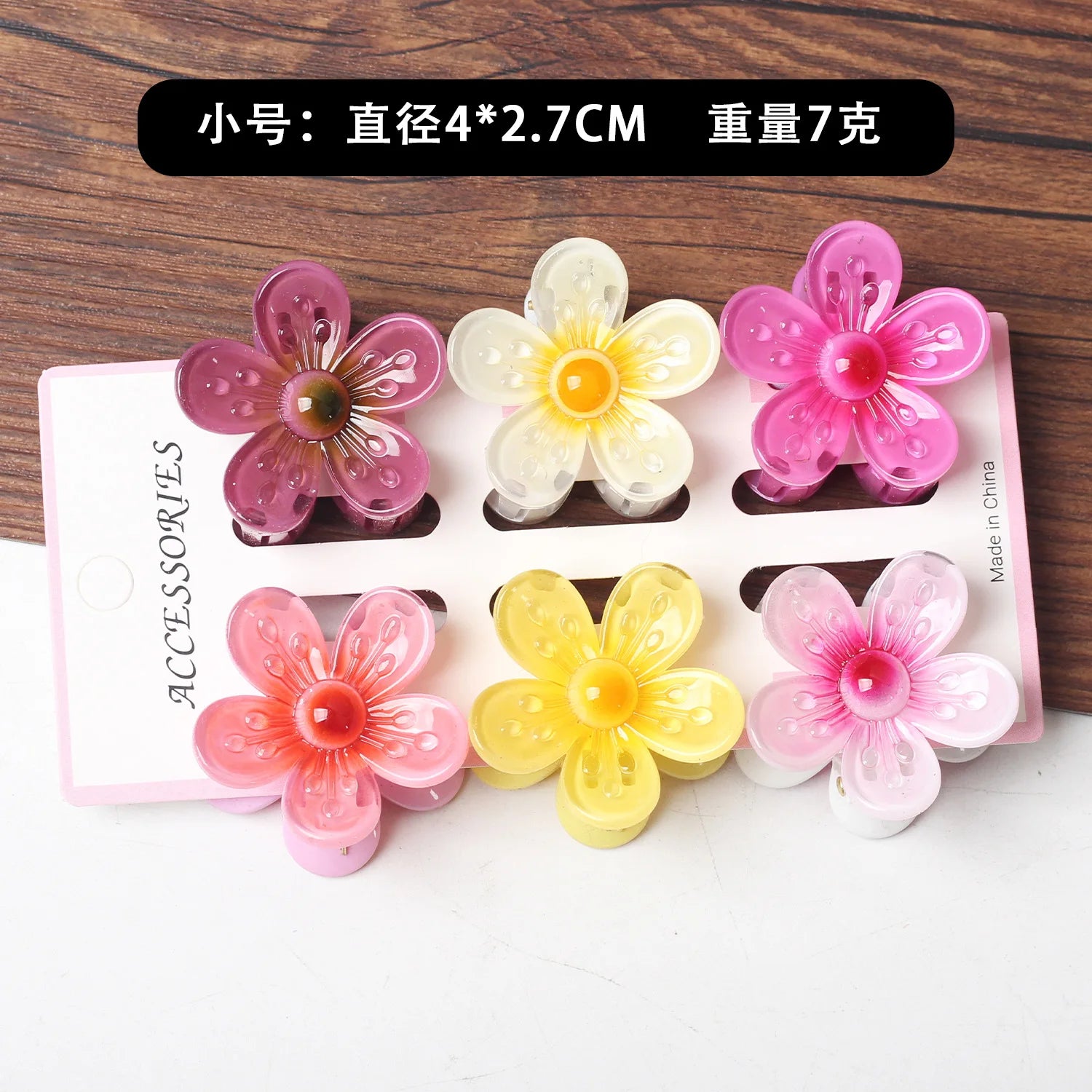 6Pcs Fashion Colorful Transparent Flower Small Hair Claw Clips clamp Hairpin Barrette for Thick Thin Hair Accessories for Women-belleandkai.com