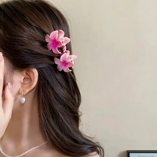 6Pcs Hawaiian Gradient Hair Clips Flower Hair Claws Women Hair Accessories Small Size Fashion Headwear Hairpin Crab Barrette-belleandkai.com