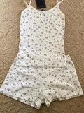 Strawberry Vest Shorts 2 Pieces Set Woman Eyelet Bow Slim Tank Top with Elastic Waist Patchwork Straight Short Pant Sweet Sets-belleandkai.com