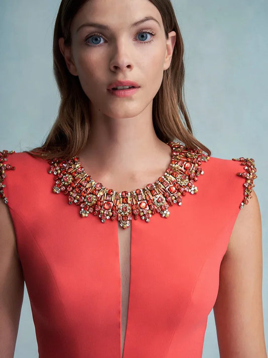 HIGH STREET Newest 2025 Designer Fashion Women's Colorful Diamond Beading Sleeveless  Tank Dress-belleandkai.com