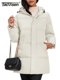 TACVASEN Winter Quilted Duck Feather Down Jackets Womens Padded Puffer Warm Hooded Long Coats Thermal Waterproof Thick Outerwear-belleandkai.com