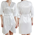Dark Green Satin Team Bride Bridesmaid Robe Ruffle Wedding Bathrobe Gown Women Dressing Sleepwear Mother Maid of Honor Kimono-belleandkai.com