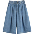 High Waist Wide Leg Loose Denim Shorts Women 2024 Summer New Arrivals Half Length Blue Color Jeans Shorts Korean Casual Jeans-belleandkai.com