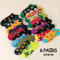 6/12 pairs of new men's and women's summer thin socks various styles of fruit boat socks fashionable socks popular low top socks-belleandkai.com