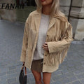 FANAN Streetwear Tassel Spliced Design Blazers For Women Single Breasted Fashion Jackets Female Coats 2025 Autumn New Clothing-belleandkai.com