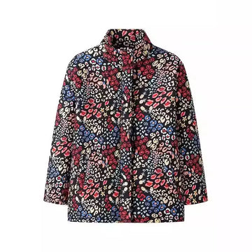 New Turtleneck Casual Coat Women Cotton Fashion Jacket Print Long Sleeve Zipper Thick Warm Women Jacket Retro Chic Clothes-belleandkai.com