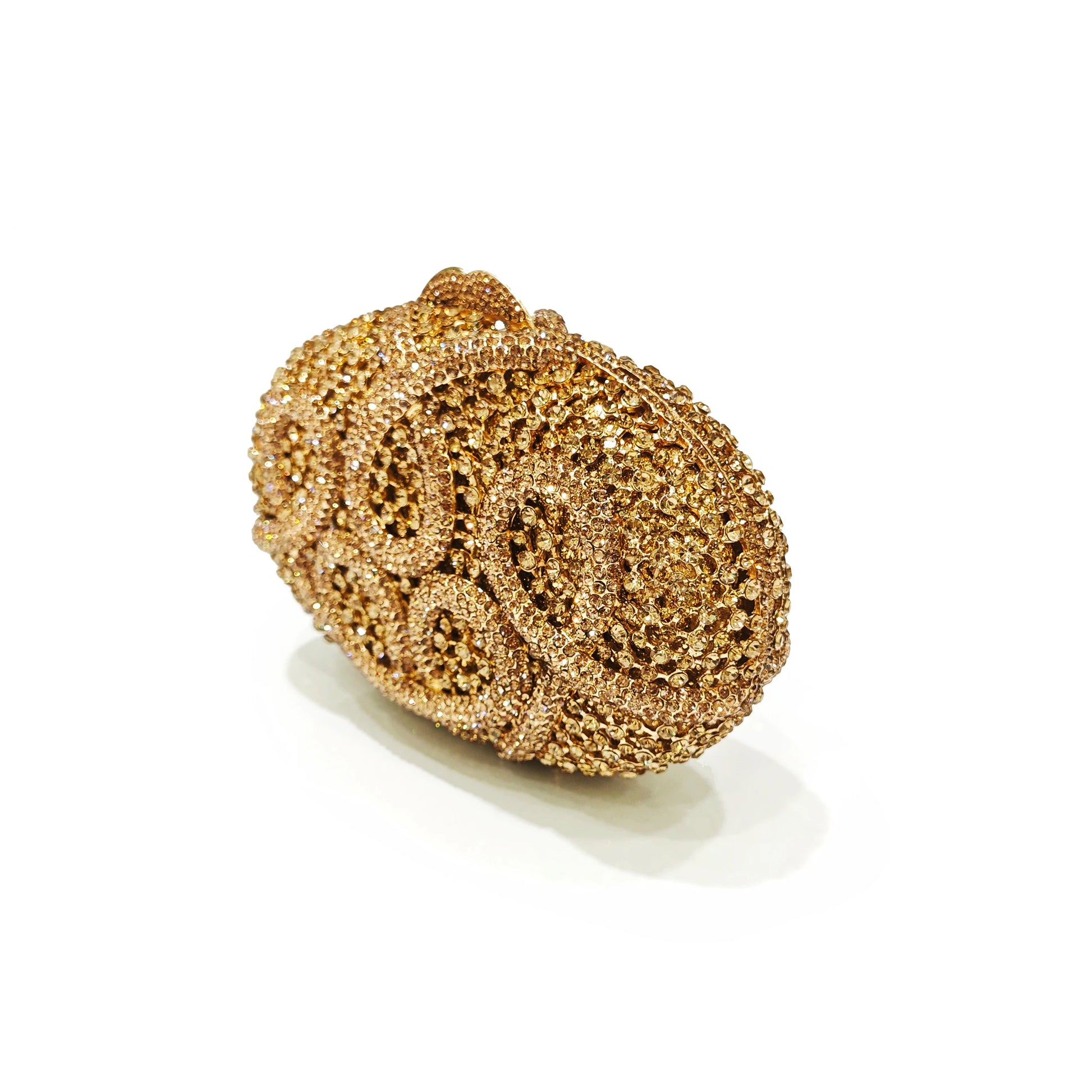 Gold Diamond Flower Evening Clutch Purse Oval Shape Rhinestone Crystal Wedding Bridal Clutches Luxury Phone Handbags-belleandkai.com