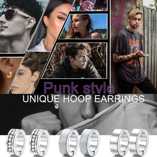 1 Pair/9 Pairs Non-Piercing Earrings Stainless Steel Clip On Hoop Earrings For Men Women Paved CZ Ear Clip Earrings Set-belleandkai.com