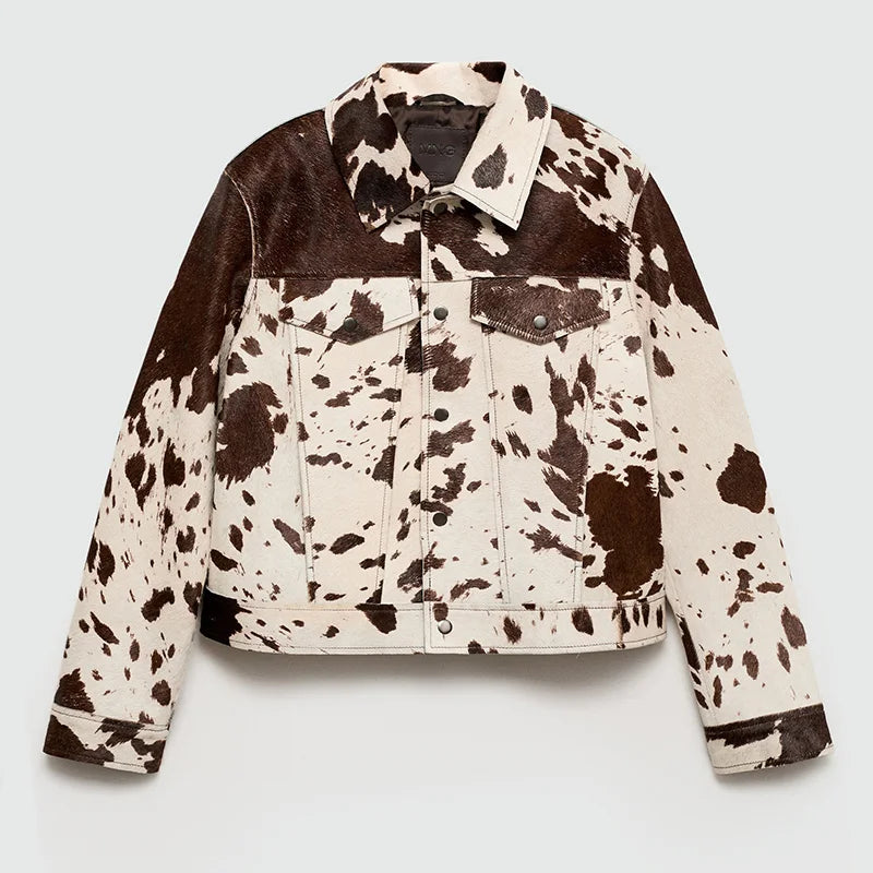 Chic Print Women Jacket Single Breasted Niche Design Jacket Fashion Turn-down Collar  2024 Autumn Winter Casual Lady Outerwear-belleandkai.com