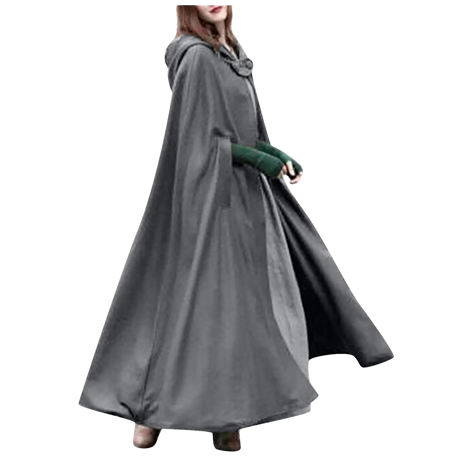 Winter Cloak Hooded Trench Coat Women Gothic Cape Women Trench Coat Open Front Cardigan Jacket Coat Cape Cloak Poncho Plus-belleandkai.com