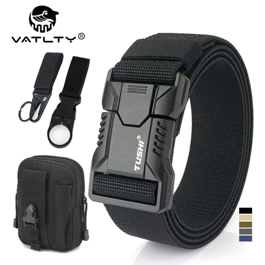 VATLTY New Tactical Outdoor Belt for Men and Women Aluminum Alloy Buckle Quick Release Elastic Belt Casual Belt Jeans Waistband-belleandkai.com
